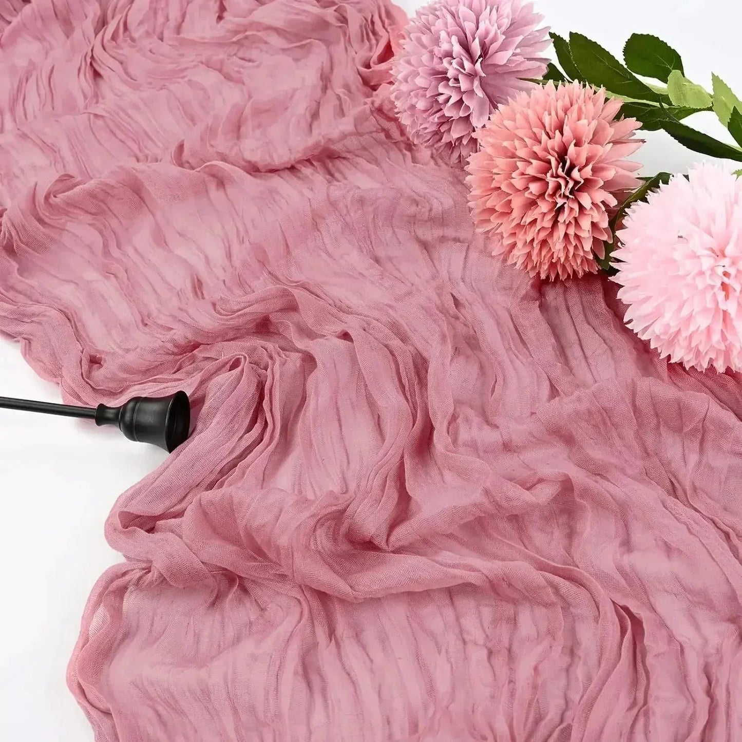 Skorter | 10 pieces voile cheese cloth table runner semi-transparent gauze dining table decoration for wedding party, wedding arch draping cloth