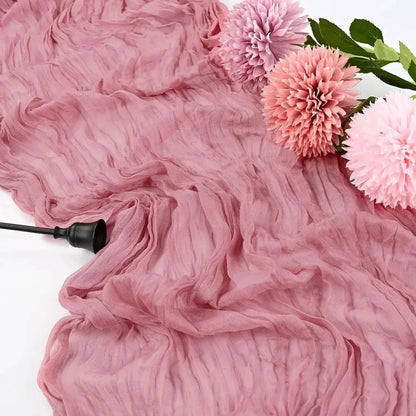 Skorter | 10 pieces voile cheese cloth table runner semi-transparent gauze dining table decoration for wedding party, wedding arch draping cloth