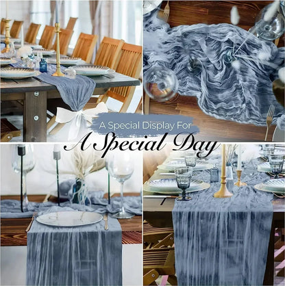 Skorter | 10 pieces voile cheese cloth table runner semi-transparent gauze dining table decoration for wedding party, wedding arch draping cloth
