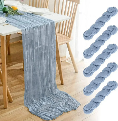 Skorter | 10 pieces voile cheese cloth table runner semi-transparent gauze dining table decoration for wedding party, wedding arch draping cloth