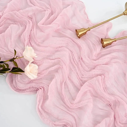 Skorter | 10 pieces voile cheese cloth table runner semi-transparent gauze dining table decoration for wedding party, wedding arch draping cloth