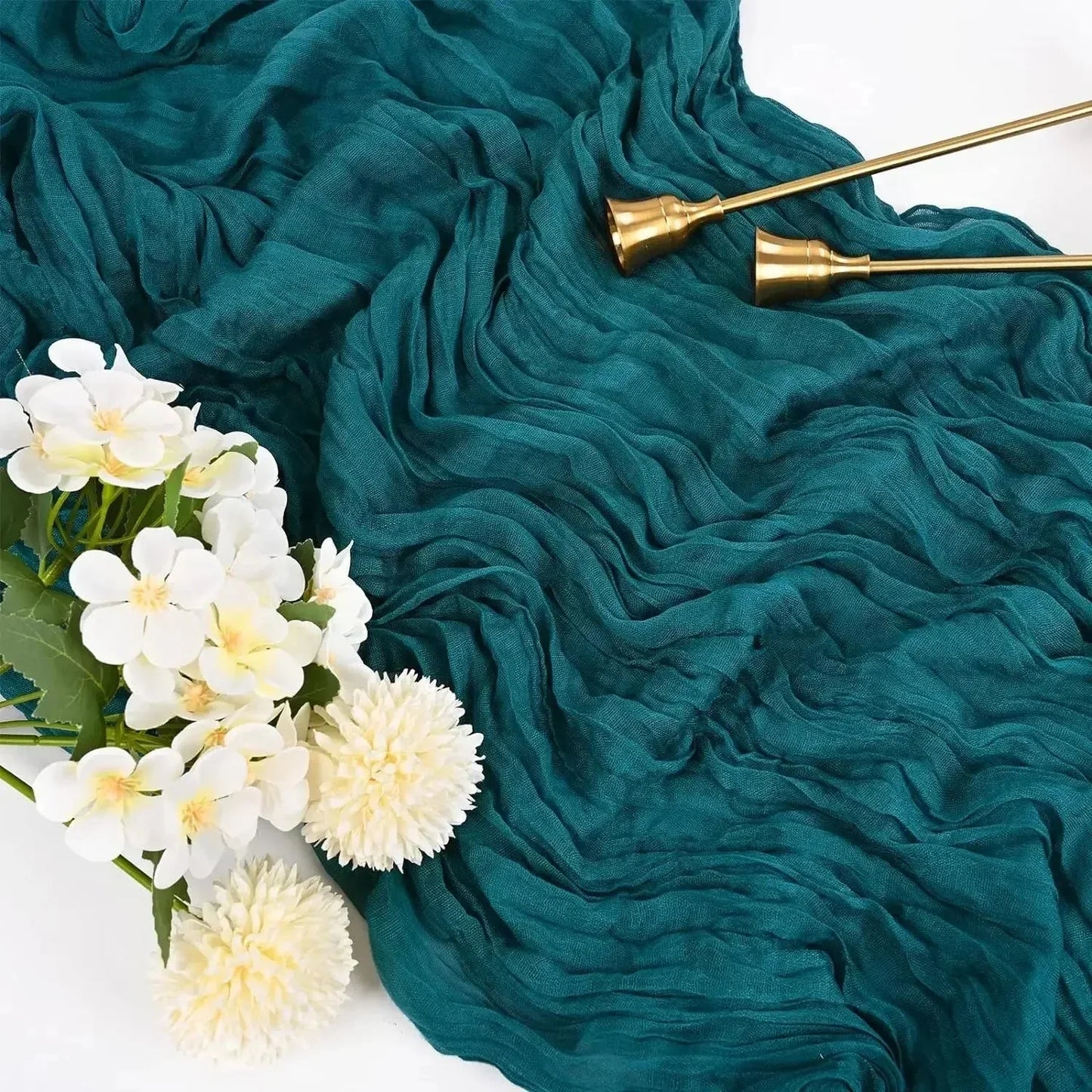 Skorter | 10 pieces voile cheese cloth table runner semi-transparent gauze dining table decoration for wedding party, wedding arch draping cloth