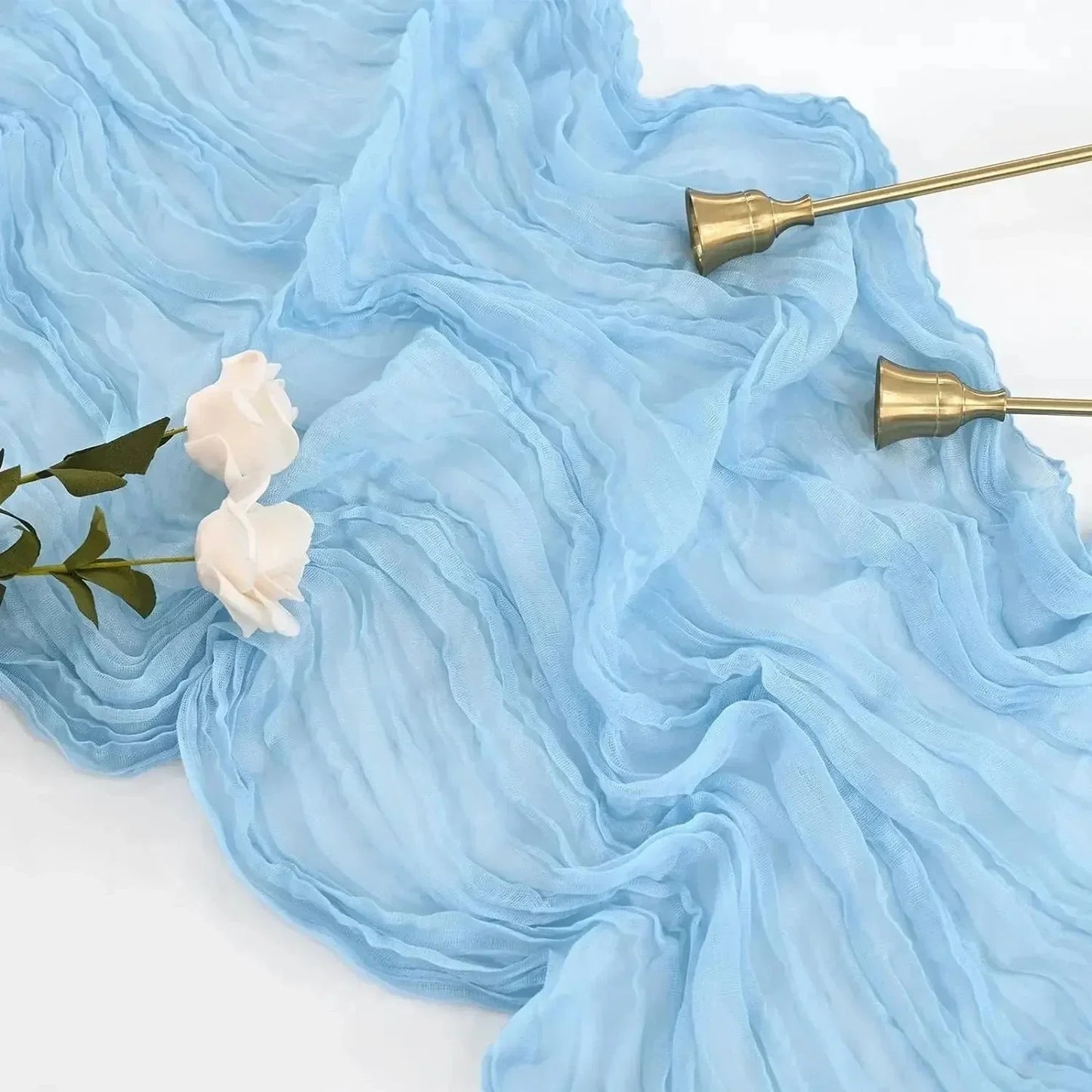 Skorter | 10 pieces voile cheese cloth table runner semi-transparent gauze dining table decoration for wedding party, wedding arch draping cloth