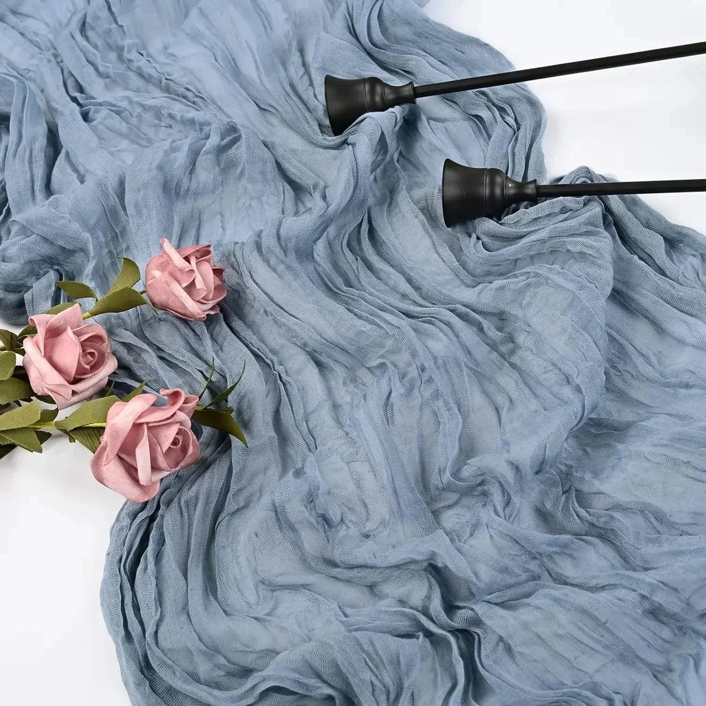 Skorter | 10 pieces voile cheese cloth table runner semi-transparent gauze dining table decoration for wedding party, wedding arch draping cloth