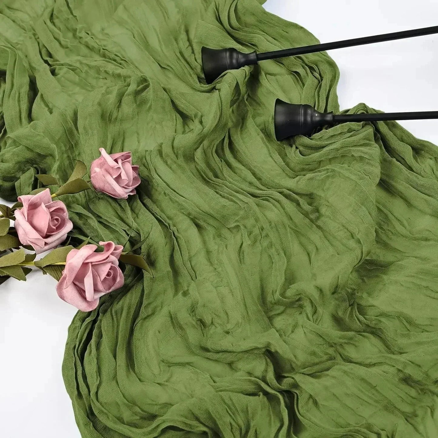 Skorter | 10 pieces voile cheese cloth table runner semi-transparent gauze dining table decoration for wedding party, wedding arch draping cloth