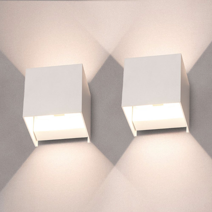 Skorter | Wireless LED Wall Lights – Modern Cube Design (Set of 2)