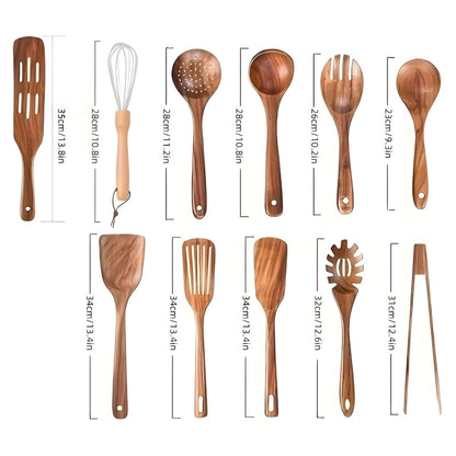 Skorter | 11-Piece Heat Resistant Wooden Kitchen Set - WoodChef