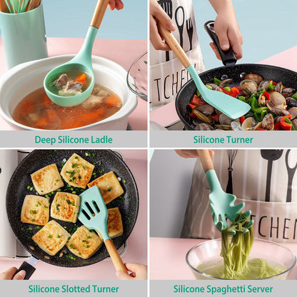 Skorter | 11-Pieces: Silicone Kitchen Utensils Set