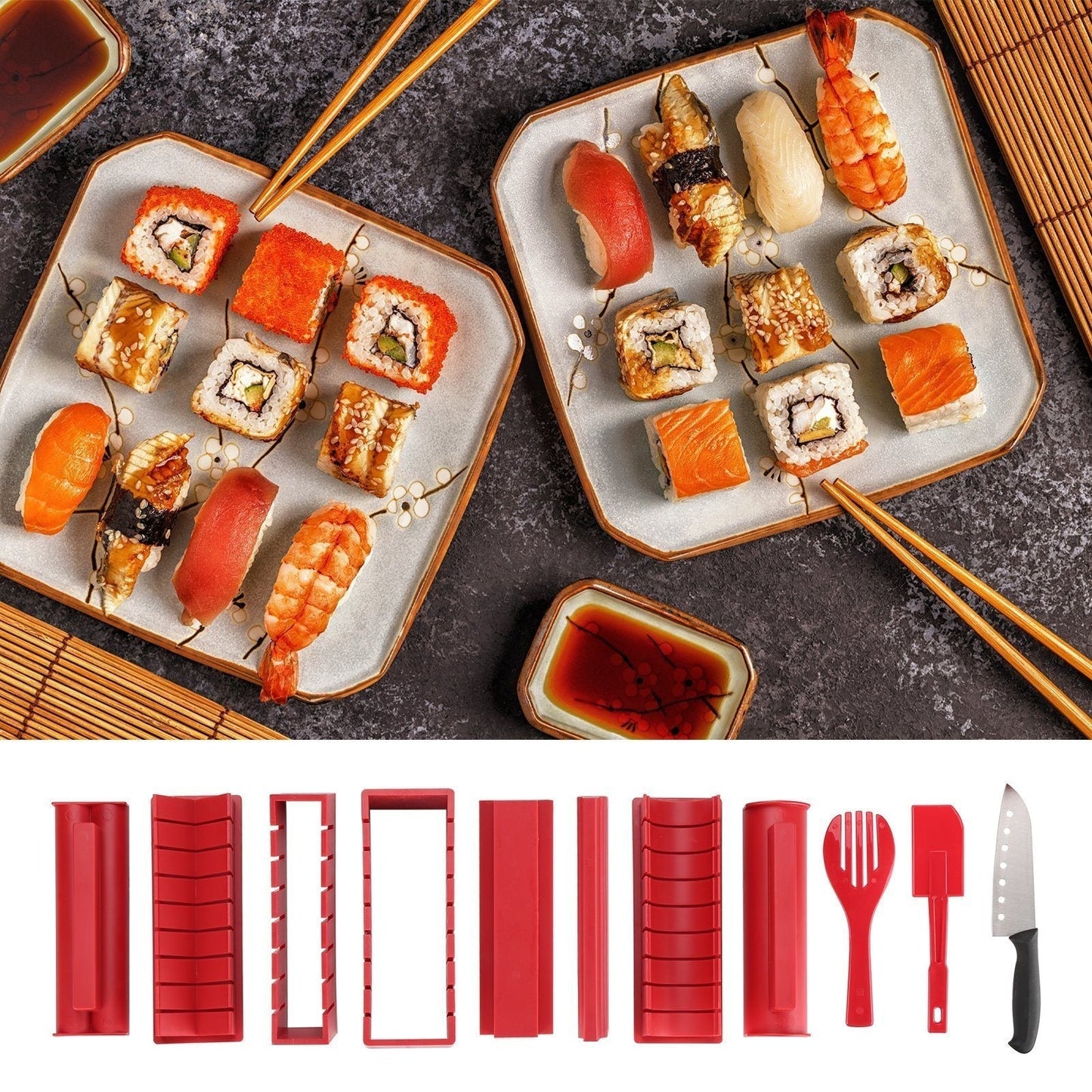 Skorter | 11-piece: Sushi Maker Set Sushi Rolls with high-quality Sushi Knife