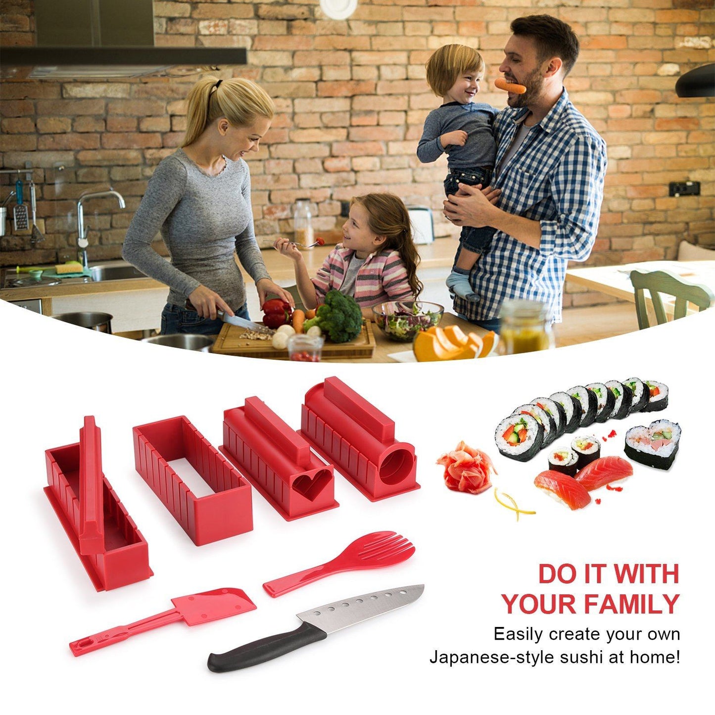Skorter | 11-piece: Sushi Maker Set Sushi Rolls with high-quality Sushi Knife