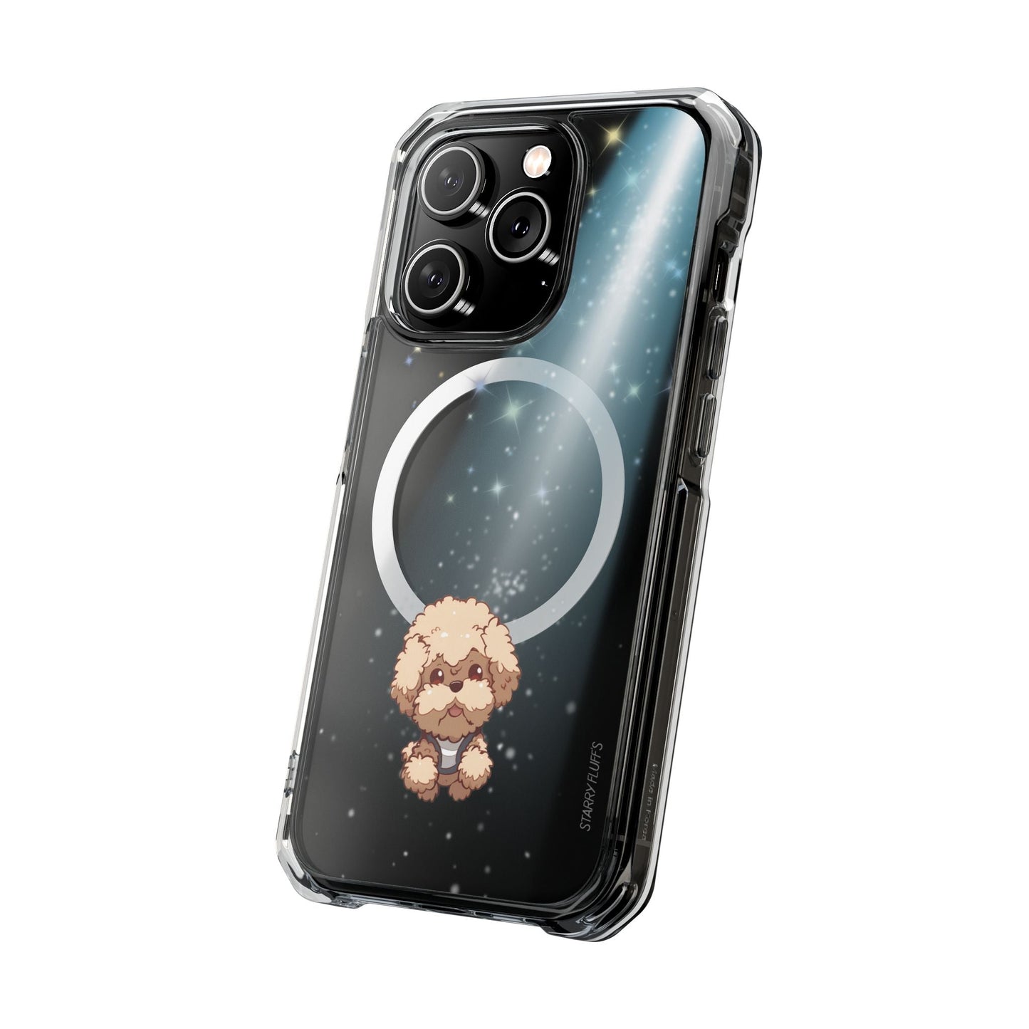 Skorter | Fluff's - Pookie the Poodle Beaming in Space Magnetic Clear Case for iPhone Series