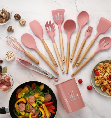 Skorter kitchen utensils with wooden handle 11 pieces