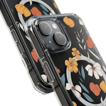 Skorter | Floral Pattern Magnetic Clear Case for iPhone Series