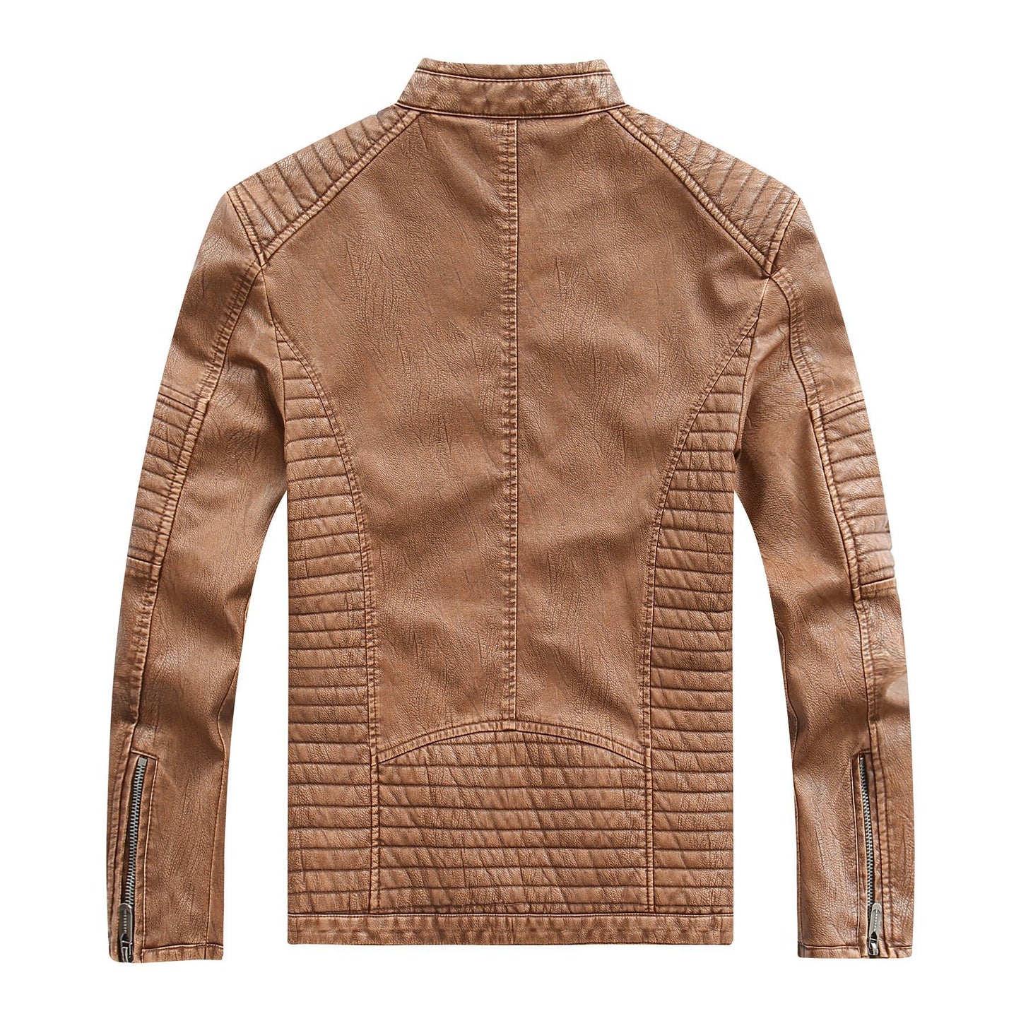 Men's stylish biker jacket made of faux leather with intricate quilted seams Skorter