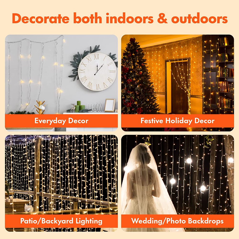 Skorter | 300 LED Window Top Light Sources For Wedding, Party, Home, Garden, Bedroom, Warm White
