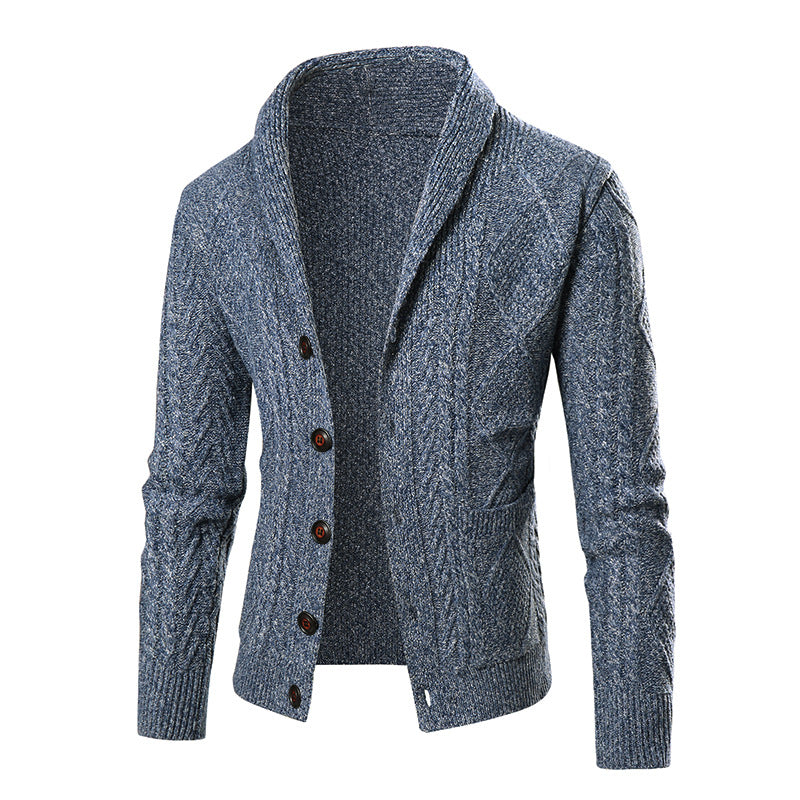 Men's cardigan with modern cable pattern and stylish shawl collar Skorter