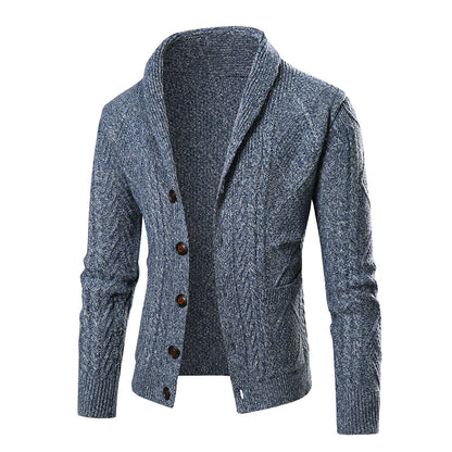 Men's cardigan with modern cable pattern and stylish shawl collar Skorter