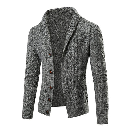 Men's cardigan with modern cable pattern and stylish shawl collar Skorter
