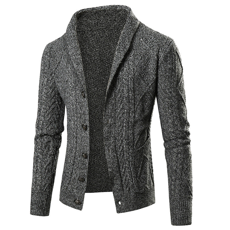 Men's cardigan with modern cable pattern and stylish shawl collar Skorter