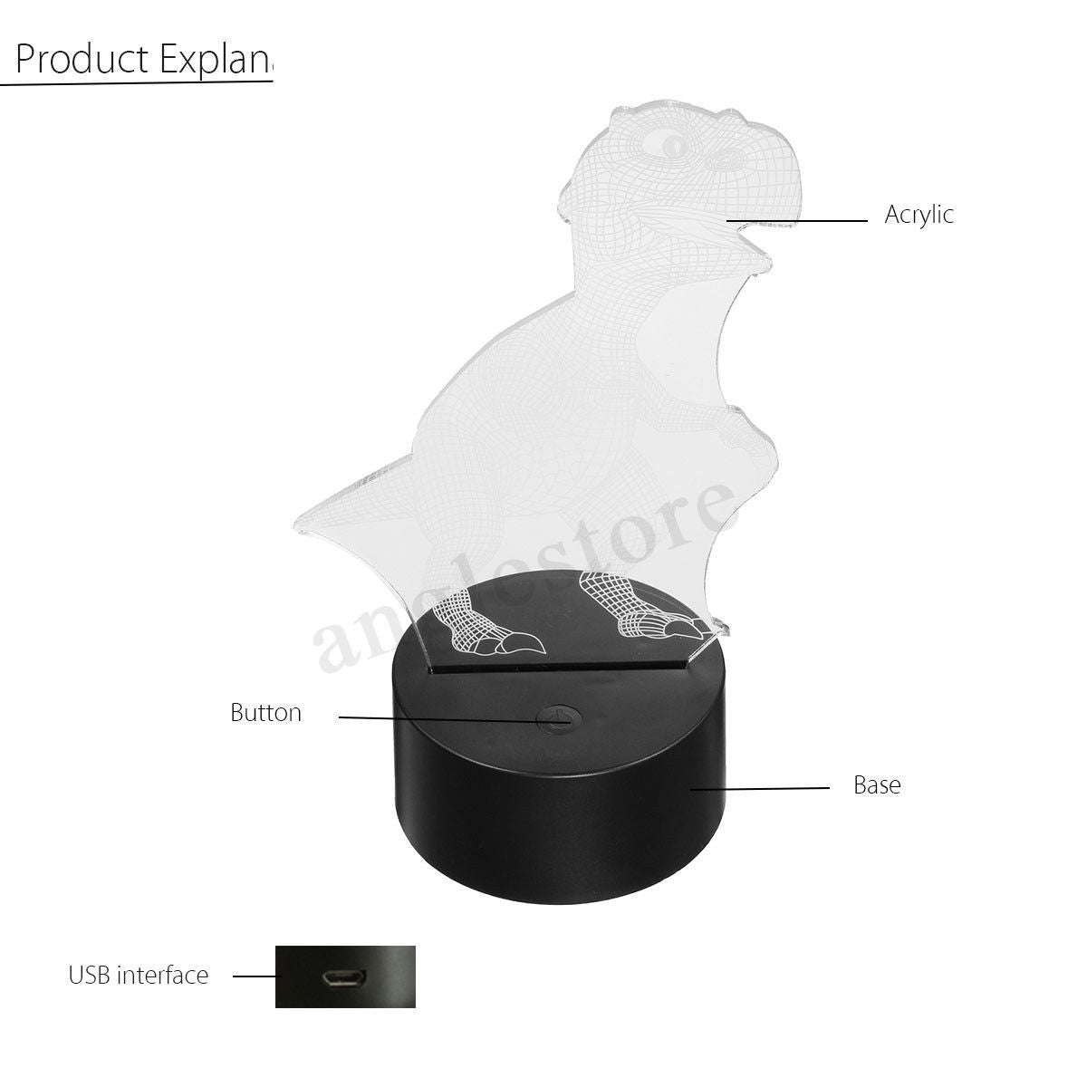 Skorter | Dinosaur Night light - 3D Dinosaur Light - T Rex Night Light