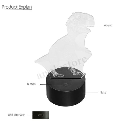 Skorter | Dinosaur Night light - 3D Dinosaur Light - T Rex Night Light