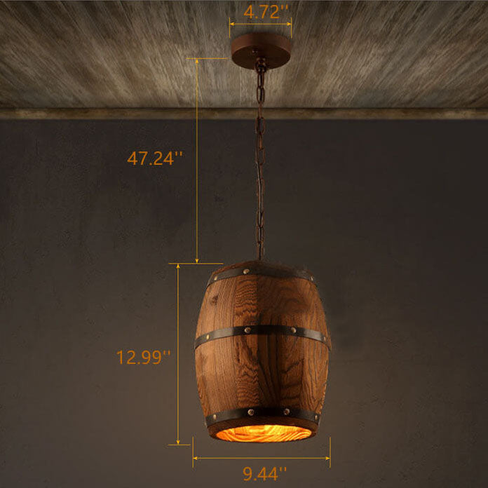 Skorter | BarrelGlow Vintage Pendant Light | Wood Wine Barrel Design | 1-bulb | Rustic Lighting