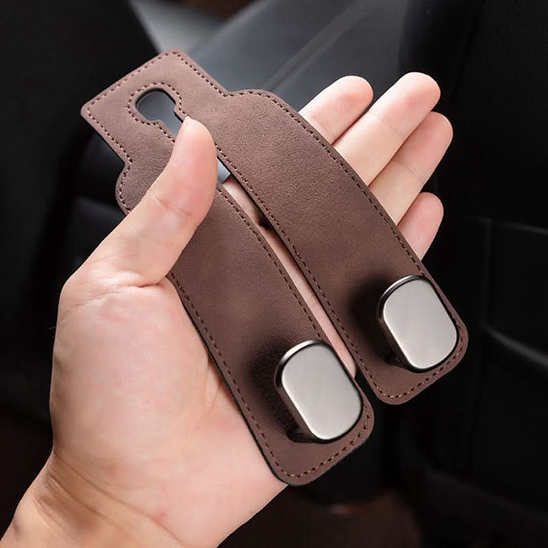 Skorter | Car Seat Back Double Hook with Phone Holder – PU Leather Organizer