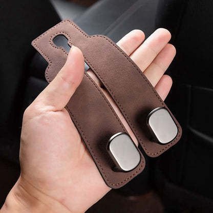 Skorter | Car Seat Back Double Hook with Phone Holder – PU Leather Organizer