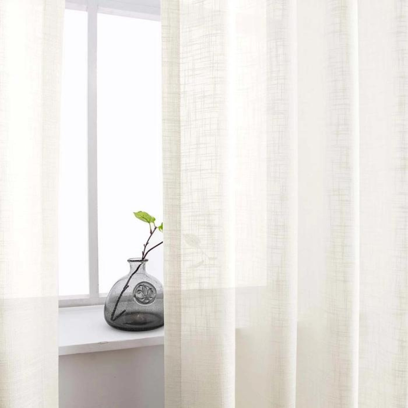Skorter | Ela Linen Appearance Semi Transparent Curtains Tulle