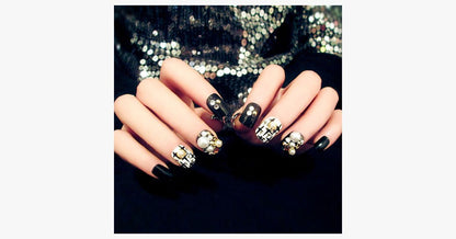 Skorter | Black Rhinestone Nails