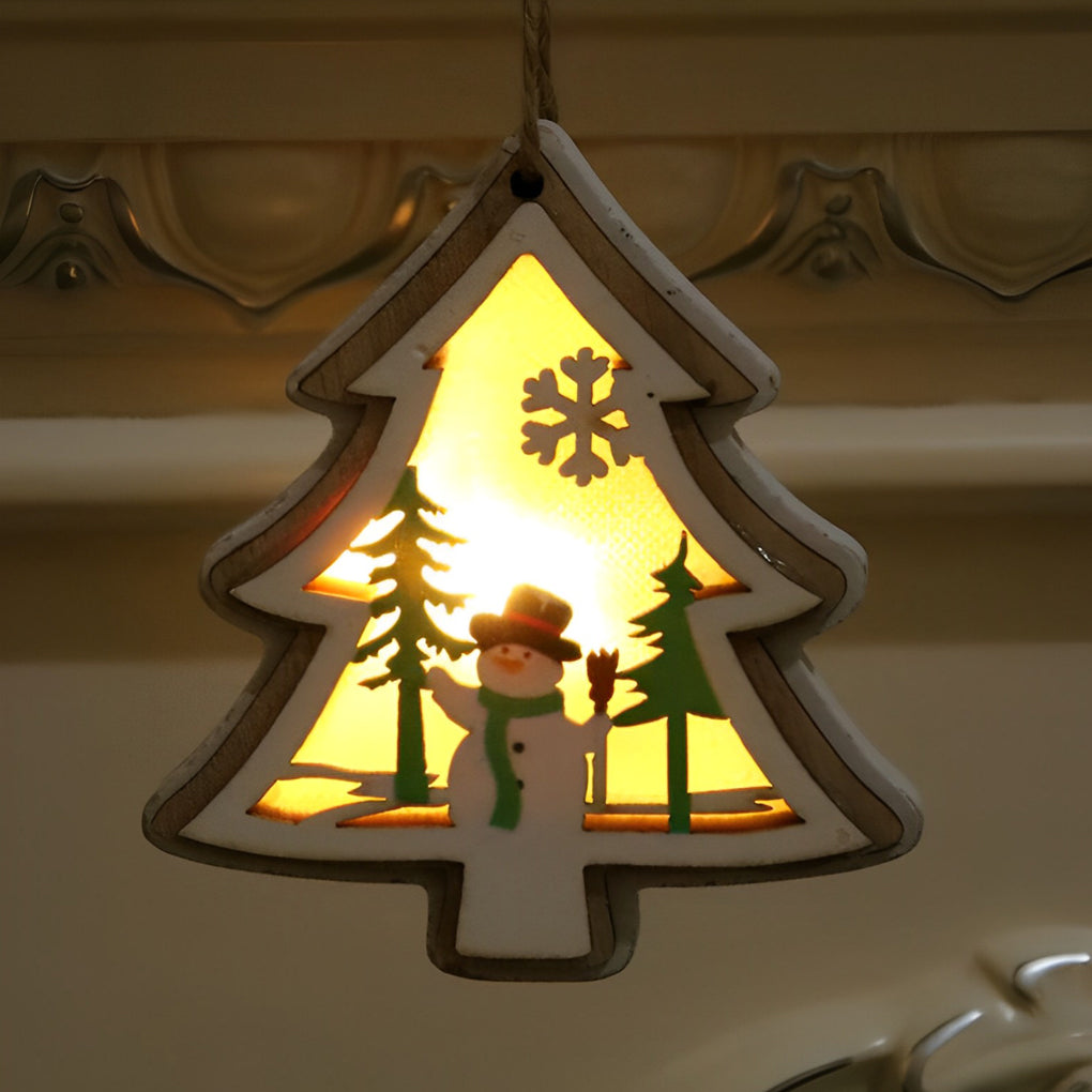 Skorter | 2 Pieces Wooden Modern Hanging Ornaments with Button Battery