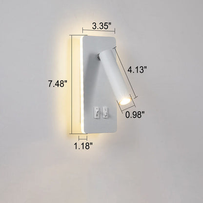 Skorter | Minimalistic rectangular spotlight swivel LED reading wall lamp