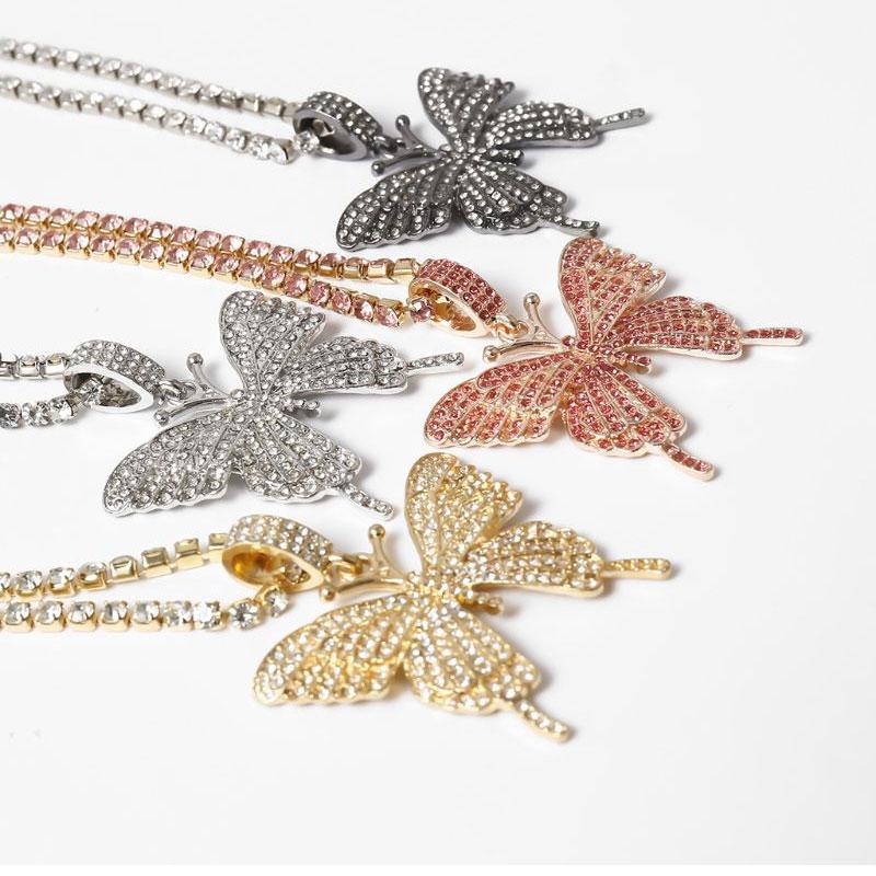 Skorter | Crystal Pave Butterfly Pendant Necklace