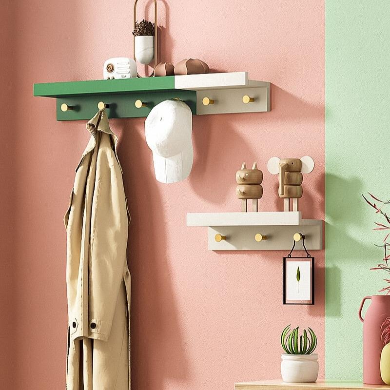 Skorter | Huxley Wall Shelf with Gold Hooks