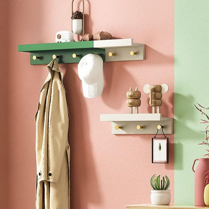 Skorter | Huxley Wall Shelf with Gold Hooks