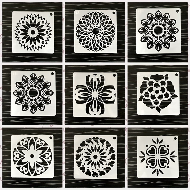 Skorter | 48-piece Mandala Dot Painting Stencils - Perfect for DIY Stone and Wood Projects (9.91x9.91 cm)