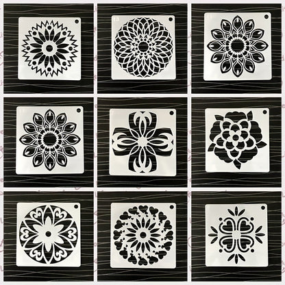 Skorter | 48-piece Mandala Dot Painting Stencils - Perfect for DIY Stone and Wood Projects (9.91x9.91 cm)