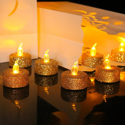 Skorter | 12 Pcs - LED Flameless Glitter Tealight Candle