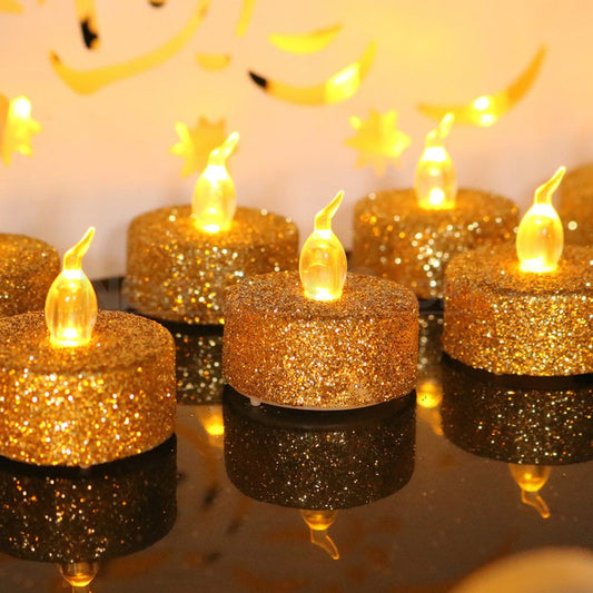 Skorter | 12 Pcs - LED Flameless Glitter Tealight Candle