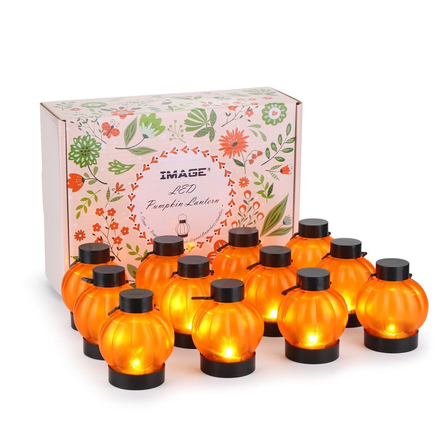 Skorter | 12-Pack: LED Pumpkin Tealights Smoke-Free Candles