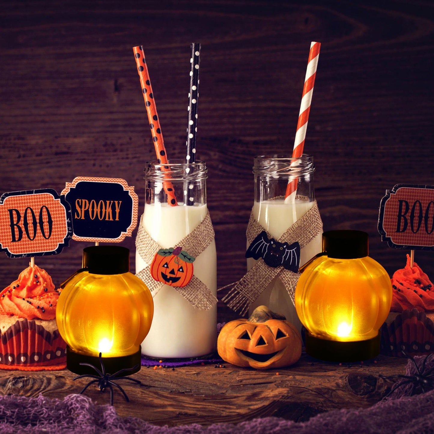 Skorter | 12-Pack: LED Pumpkin Tealights Smoke-Free Candles