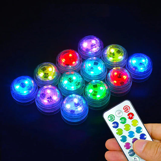 Skorter | 12-Piece: LED RGB Diving Light Remote Control Decorative Light