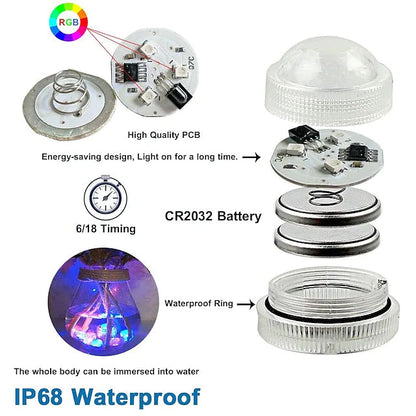 Skorter | 12-Piece: LED RGB Diving Light Remote Control Decorative Light