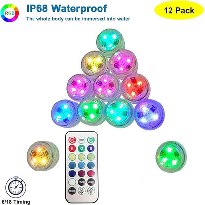 Skorter | 12-Piece: LED RGB Diving Light Remote Control Decorative Light