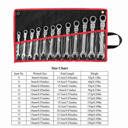 Skorter | 12-piece set: 8-19mm metric combination wrench