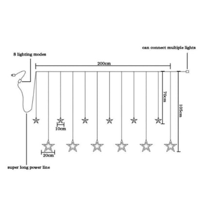 Skorter | 12 Stars 138 LED Curtain Light Strip