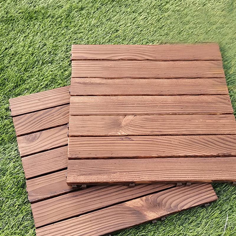 Skorter | 7-Slat Square Wood Floor Tiles Click Installation Outdoor Floor Tiles