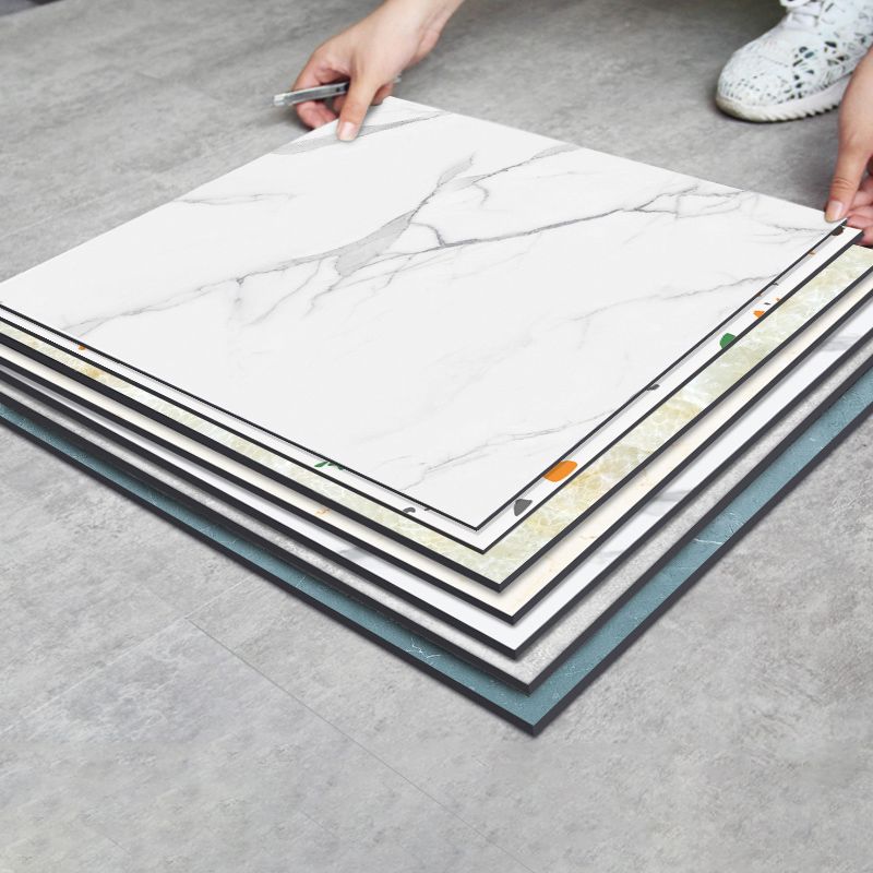 Skorter | Modern PVC Peel and Stick Tile Floor Marble Look Mold Resistant Vinyl Tiles