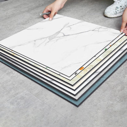 Skorter | Modern PVC Peel and Stick Tile Floor Marble Look Mold Resistant Vinyl Tiles
