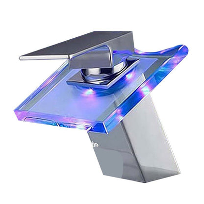 Skorter | 1-Lever Vanity Faucet 1-Hole Copper Sink Faucet with LED Lighting